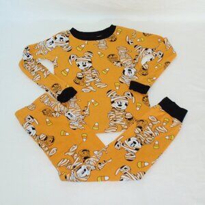 Disney Halloween Mickey Minnie Candy Corns Orange Long Sleeve Pajamas Sz 5